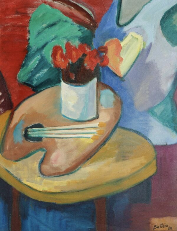 "Composicion con mannequi y flores"